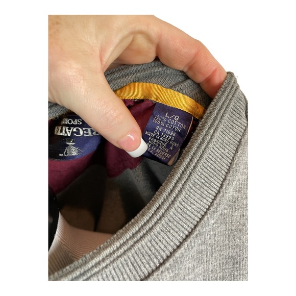 Vintage 90s Preppy Old Money Regatta Sport Crest Embroidered Sweatshirt L - Picture 3 of 6